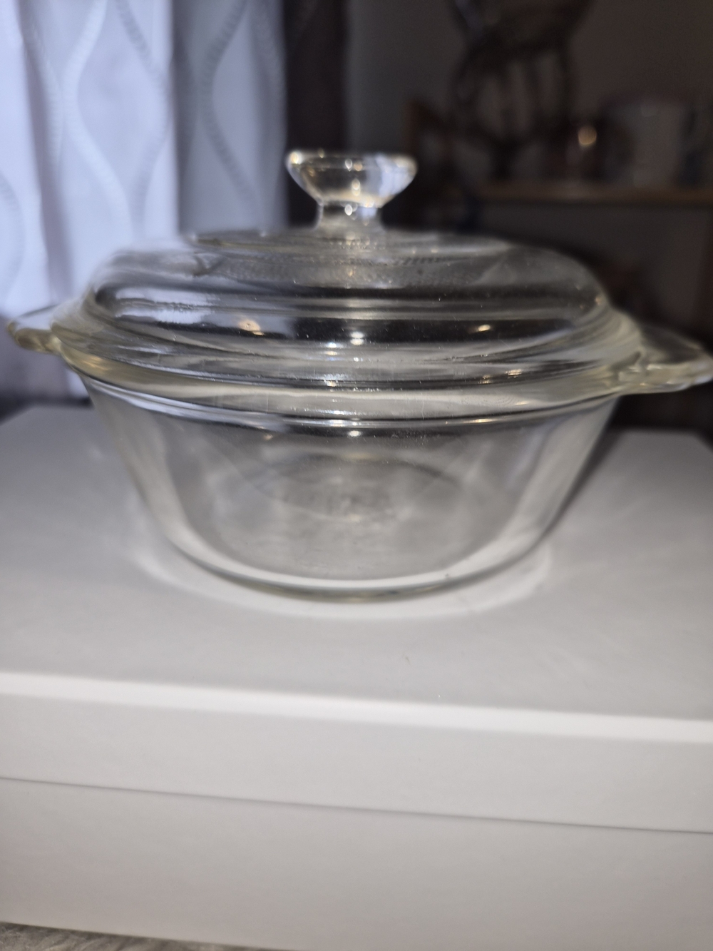 Vintage Fire King Clear Glass 8 oz Individual Casserole Dish with Lid